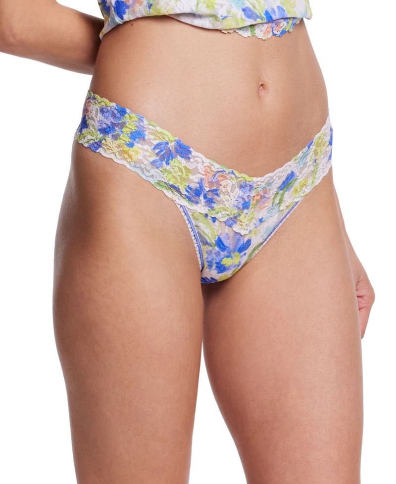 Women's Printed Signature Lace Low Rise Thong