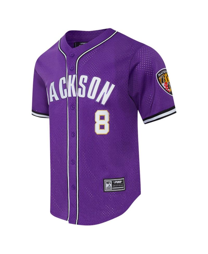 Men's Lamar Jackson Purple Baltimore Ravens Mesh Button-Up Baseball Jersey