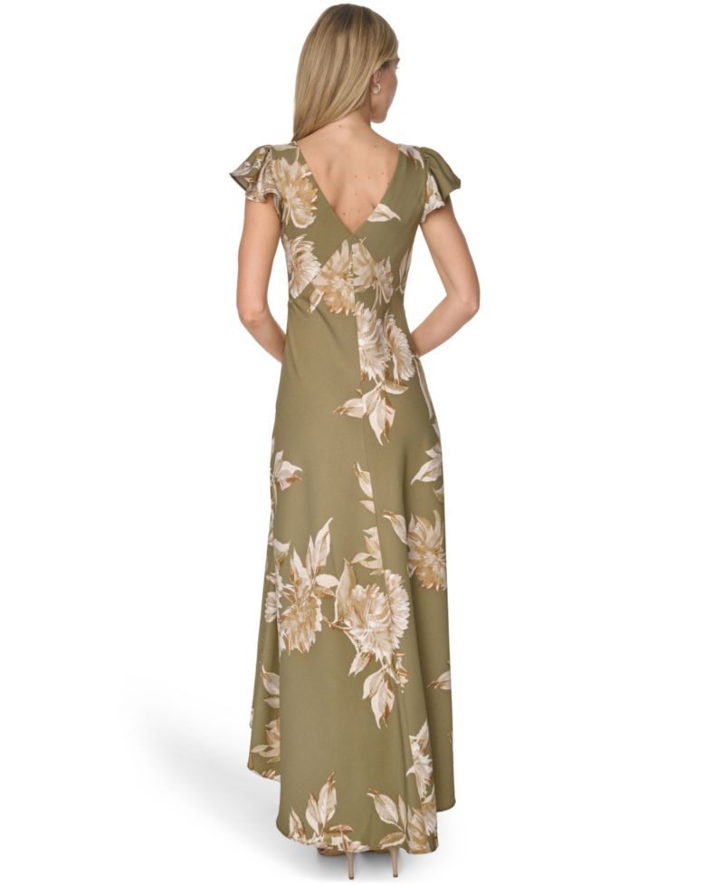 Women's Printed V-Neck Midi Dress