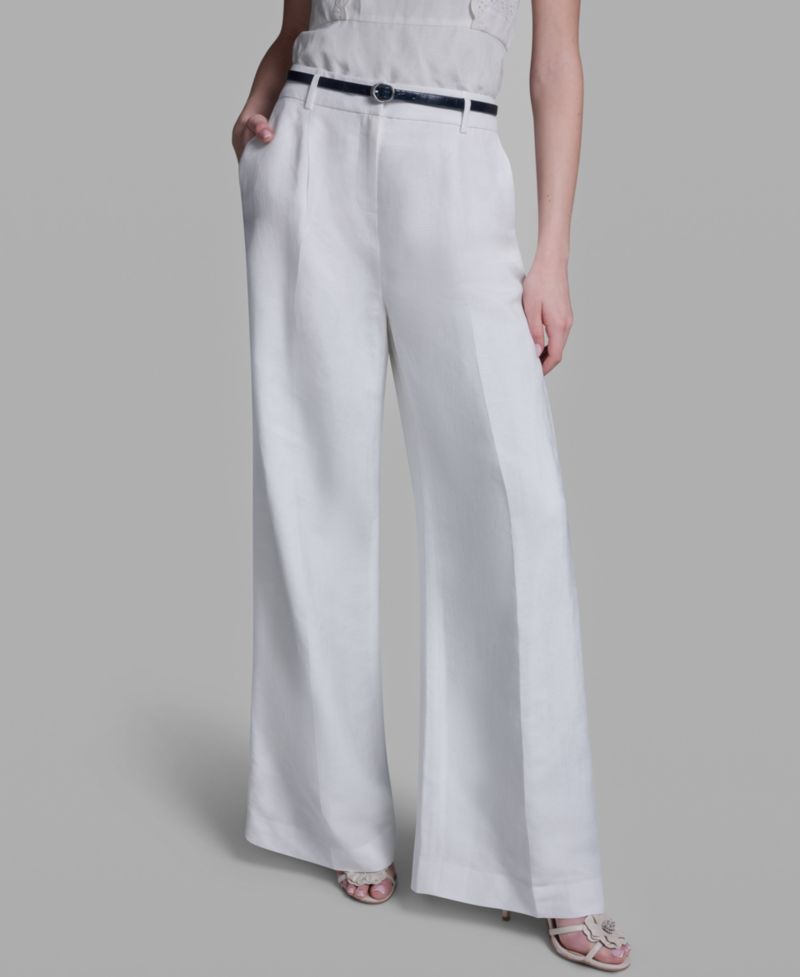 Women's High-Rise Wide-Leg Belted Pants