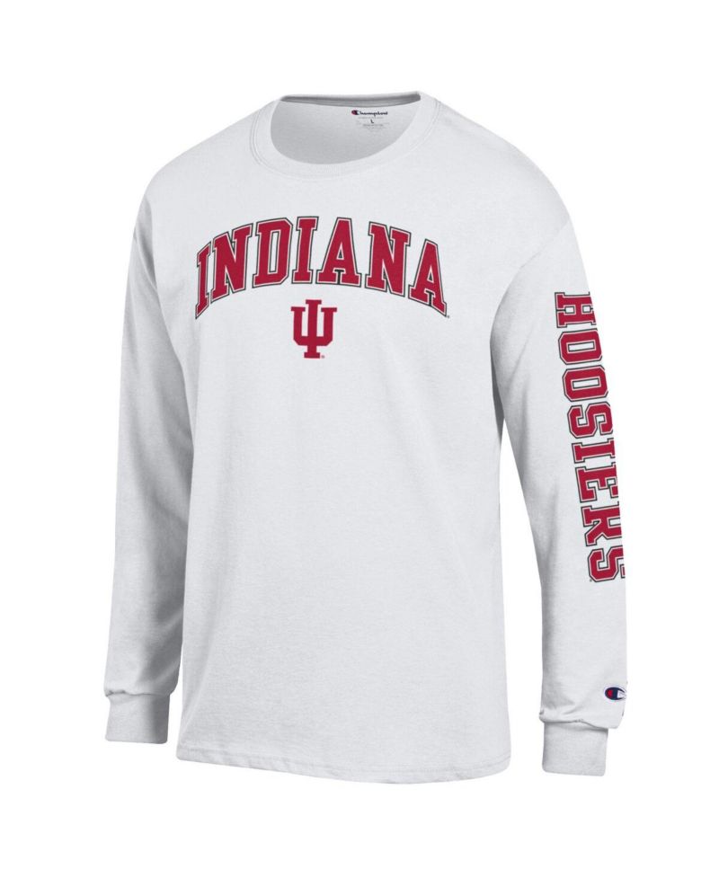 Men's Crimson Indiana Hoosiers Arch Over Logo 2-Hit Long Sleeve T-Shirt
