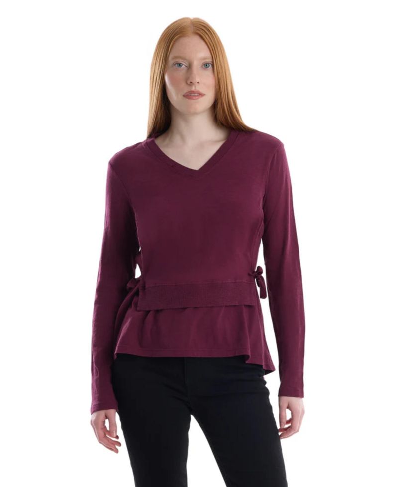 Women's Clothing Mixed Media Double Layer Long Sleeve Tee