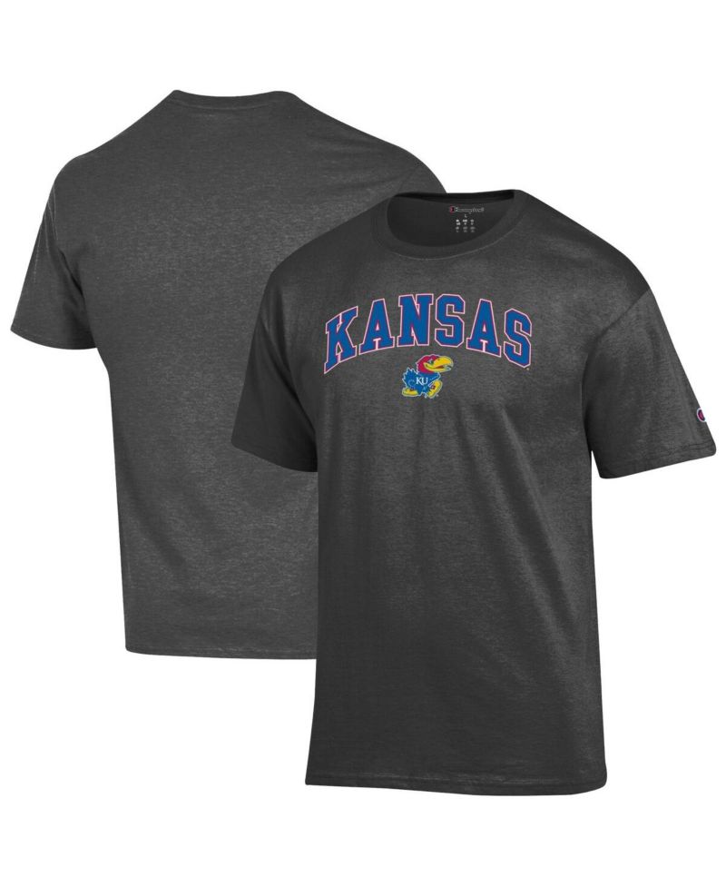 Men's Charcoal Kansas Jayhawks Arched Logo T-Shirt
