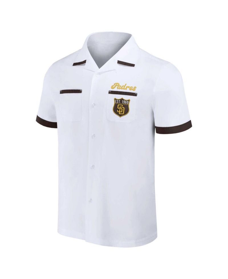 Men's Darius Rucker Collection by White San Diego Padres Bowling Button-Up Shirt