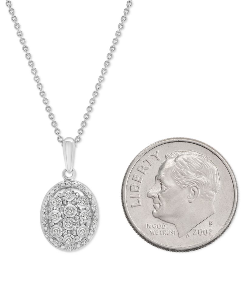 Diamond Octagon Halo Cluster 18" Pendant Necklace (1/10 ct. t.w.) in Sterling Silver