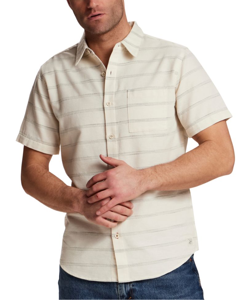 Men's Textured Horizontal Stripe Short-Sleeve Shirt