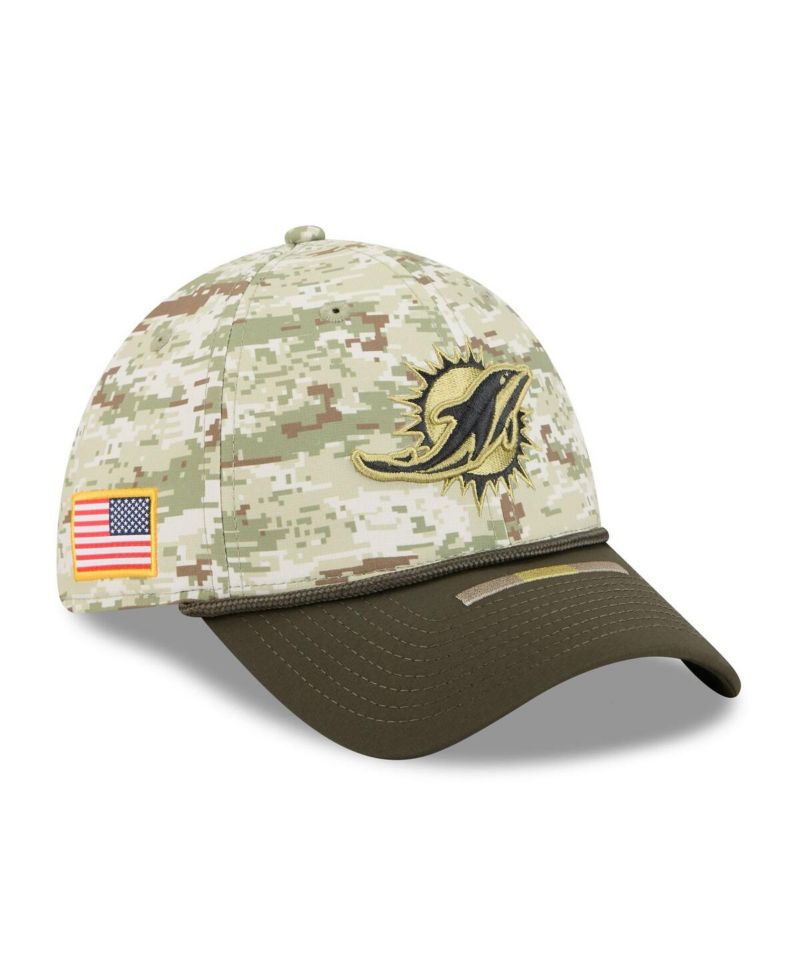 Men's Camo/Dark Green/Dark Green Miami Dolphins 2025 Salute to Service 39THIRTY Flex Hat