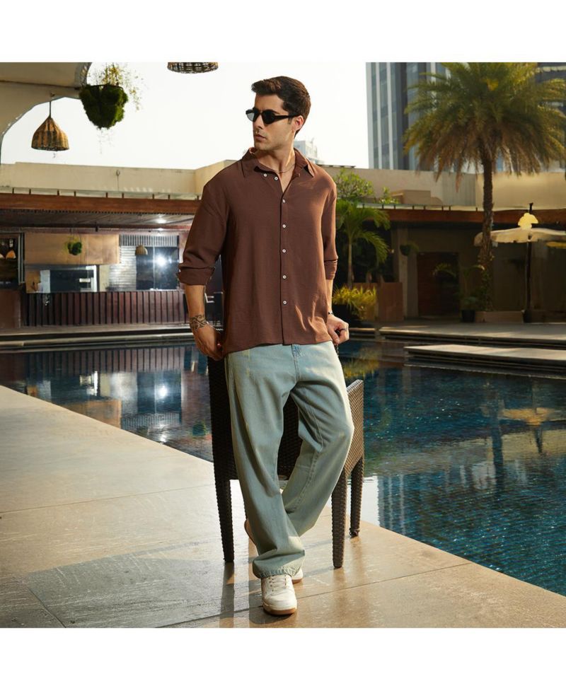 Men's Chocolate Brown Breezy Wrinked Shirt