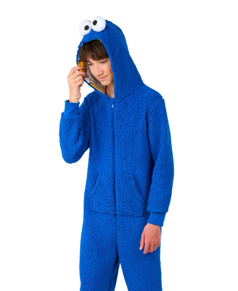 Big Boys Cookie Monster Zip Up Onesie Outfit
