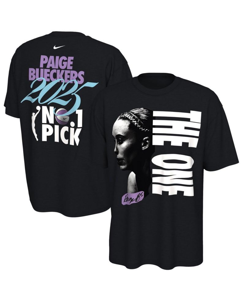 Men's and Women's Paige Bueckers Black 2025 WNBA Draft The One T-Shirt