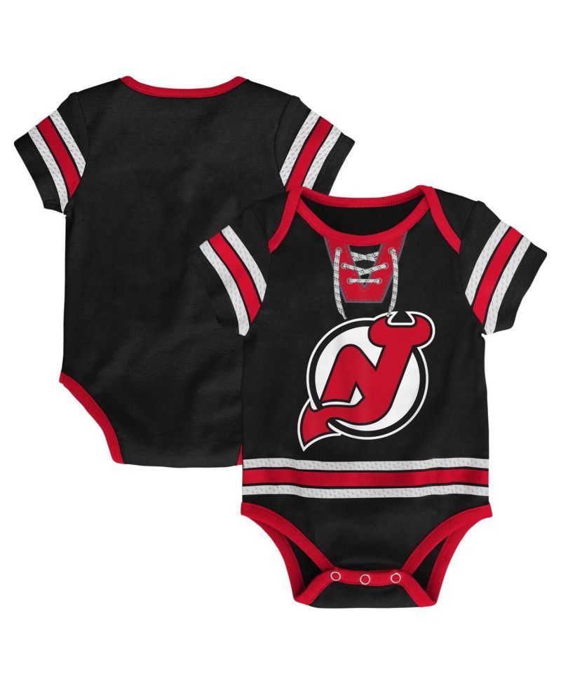 Baby Boys and Girls Black New Jersey Devils Hockey Jersey Bodysuit