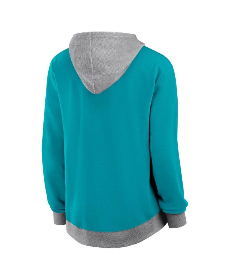 Women's Aqua Miami Dolphins Hit It French Terry Full-Zip Hoodie