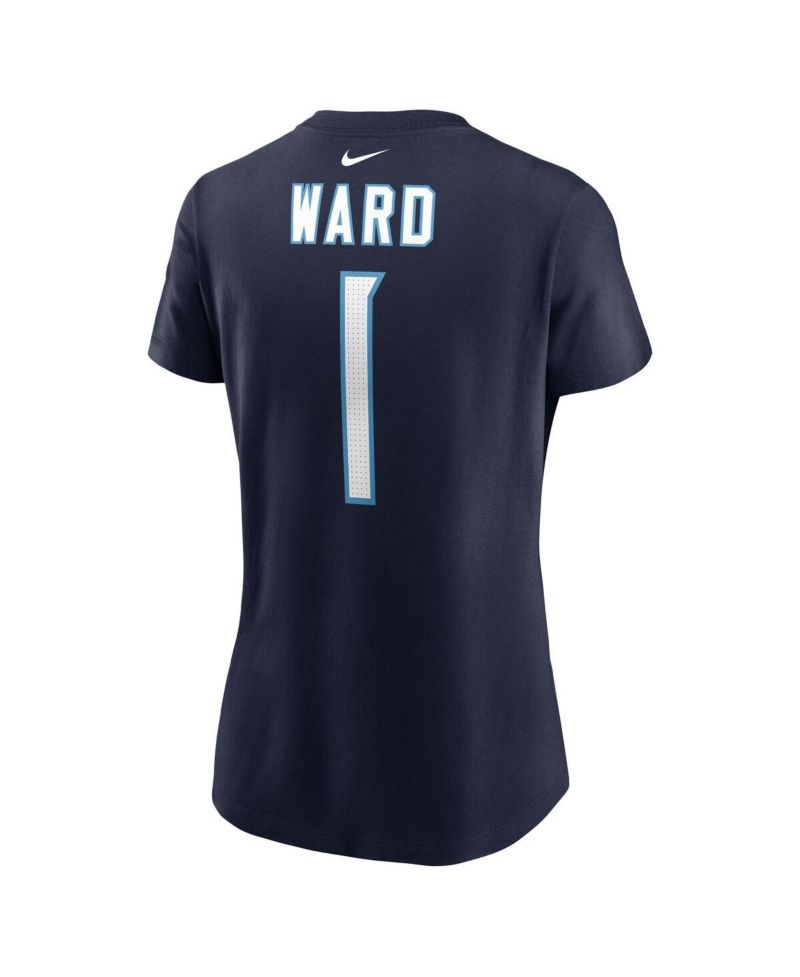Women's Cam Ward Navy Tennessee Titans 2025 NFL Draft First Round Pick Name & Number T-Shirt