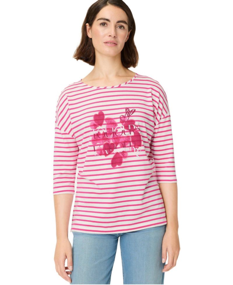 Women's Stripe and Hearts Print T-Shirt