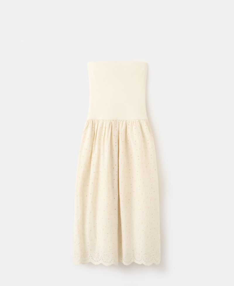 Women's Openwork Embroidery Strapless Dress