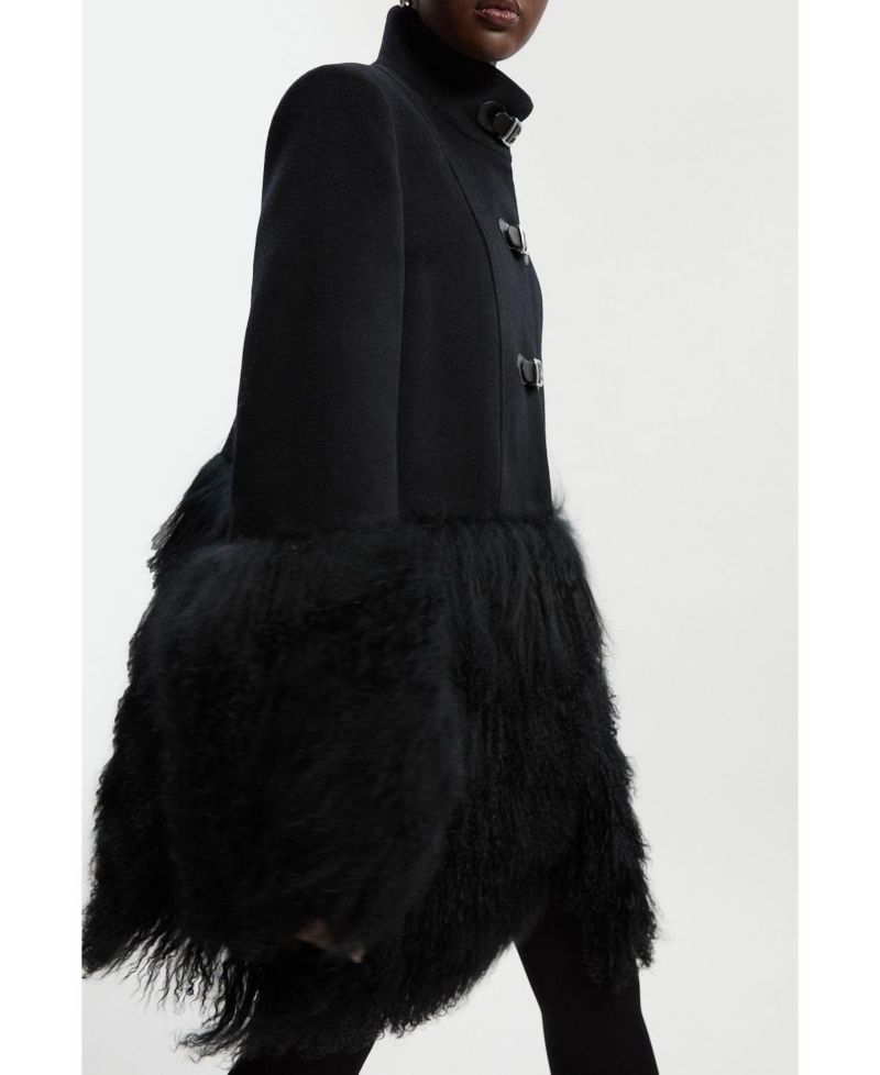 Women's Brushed Wool Buckle Detail Short Coat