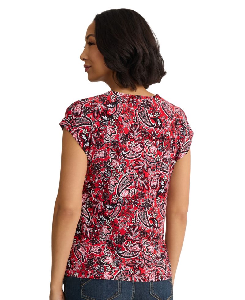 Petite Cap Sleeve Printed Top