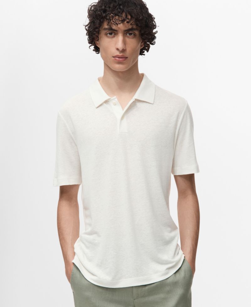Men's Linen-Blend Slim Fit Polo Shirt