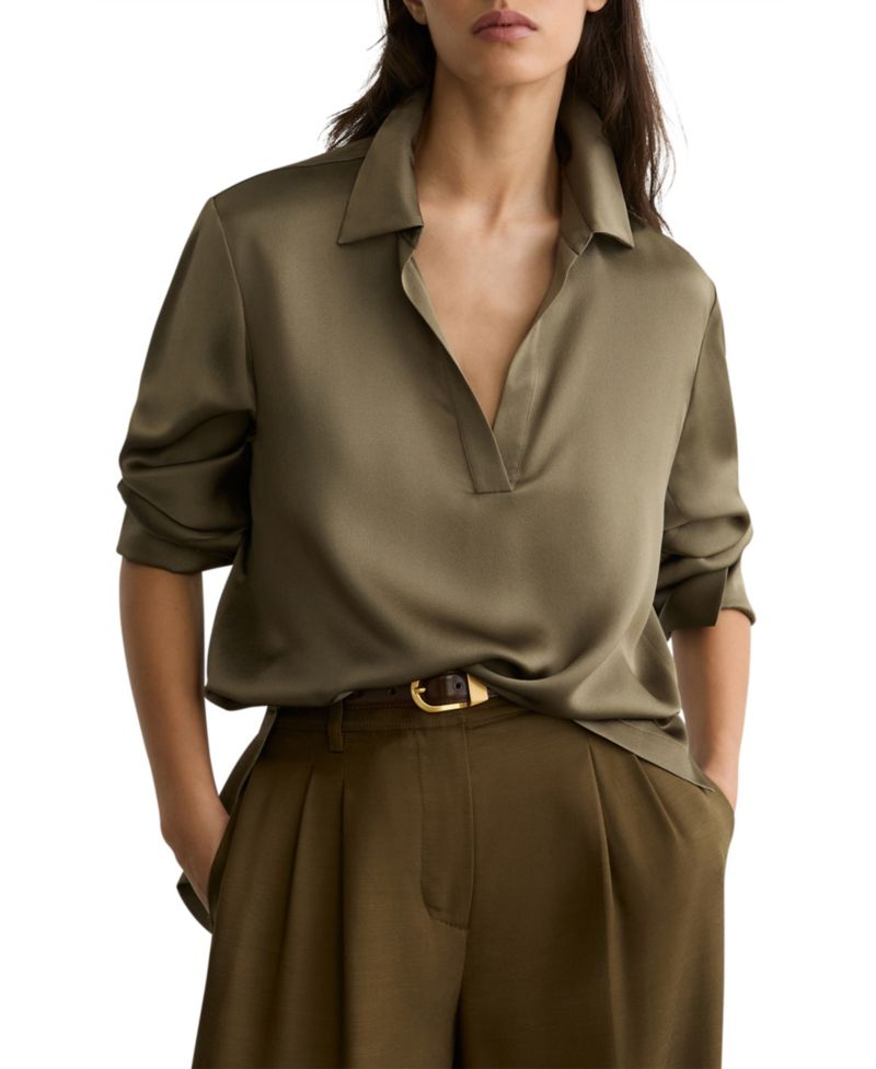 Women's Silk Open-Collar Blouse