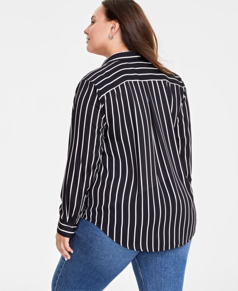 Trendy Plus Size Button-Front Crepe Shirt