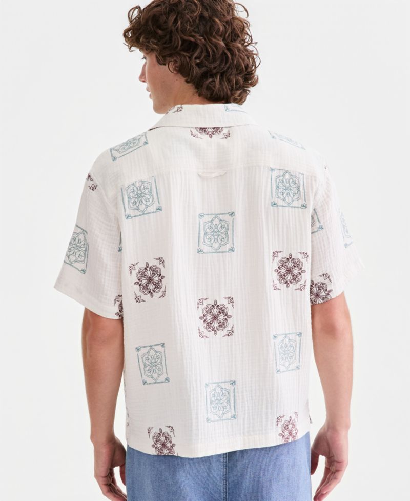 Men's Cotton Embroidered Relaxed Camp Shirt