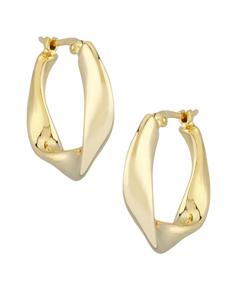 Flat Twist Hoop Earrings Set in 14k Gold