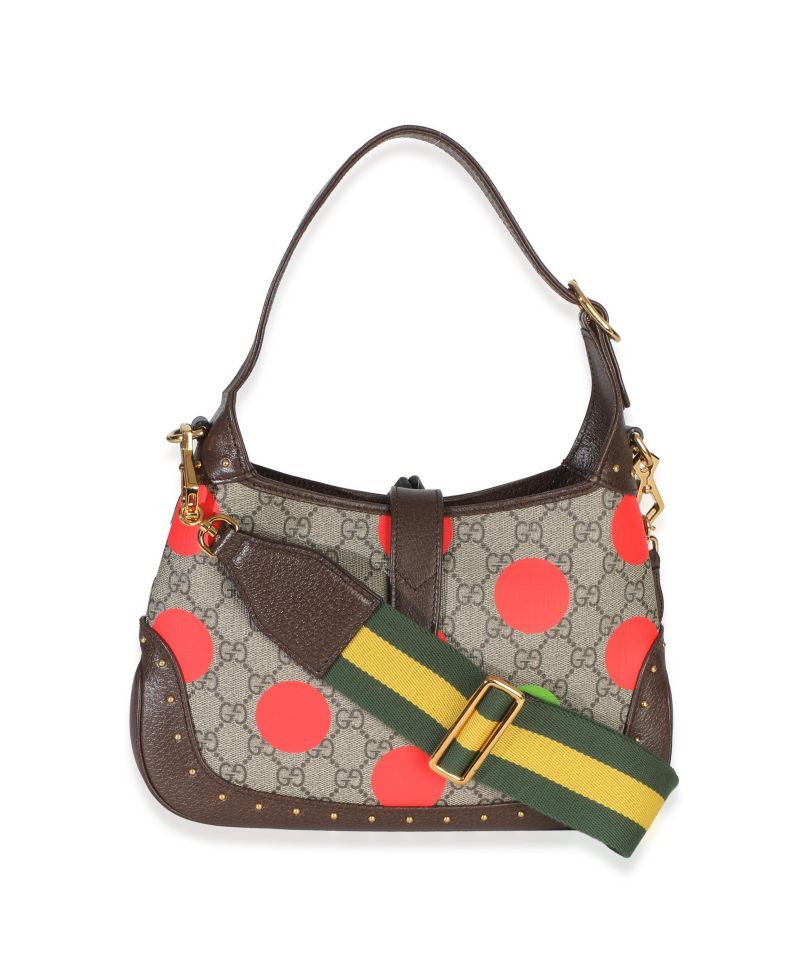 Beige GG Supreme Monogram Canvas Web Geometric Studded Small Jackie 1961 H