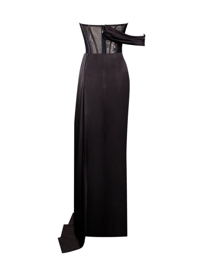 Women's Rebeca Satin High Slit Corset Gown
