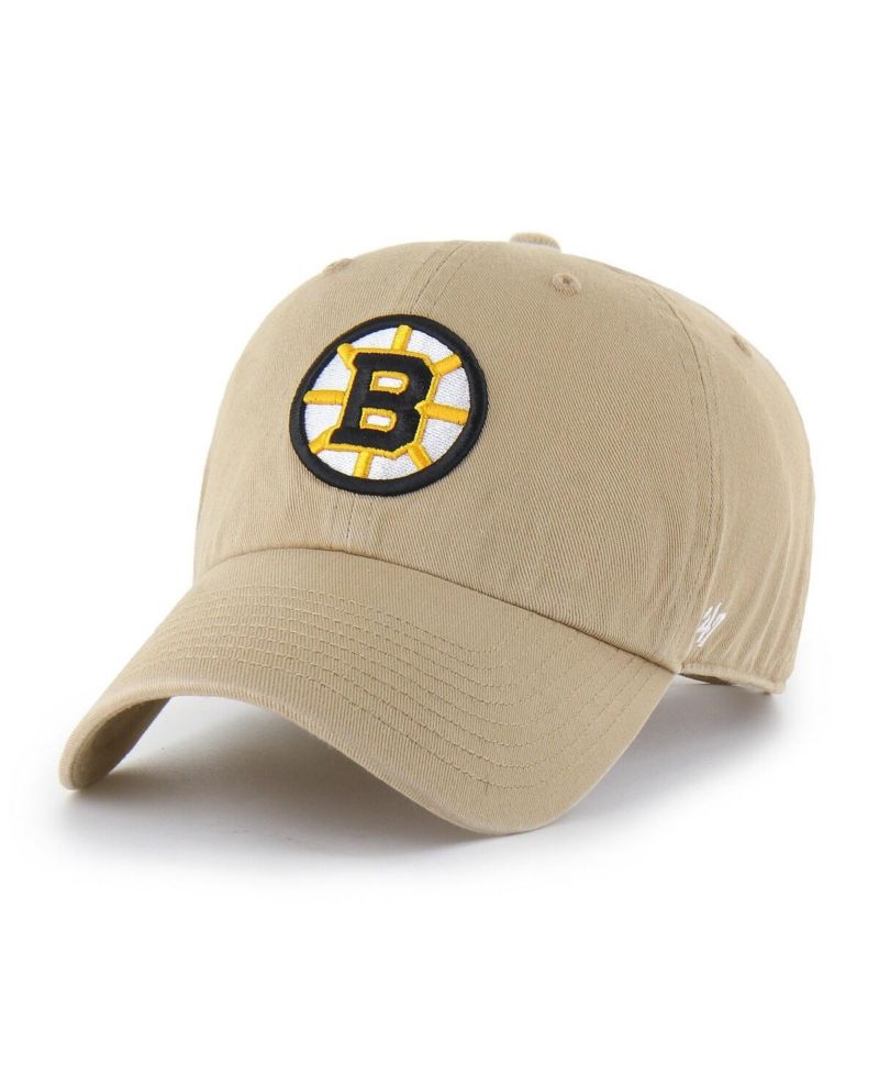 Men's Khaki Boston Bruins Logo Clean Up Adjustable Hat