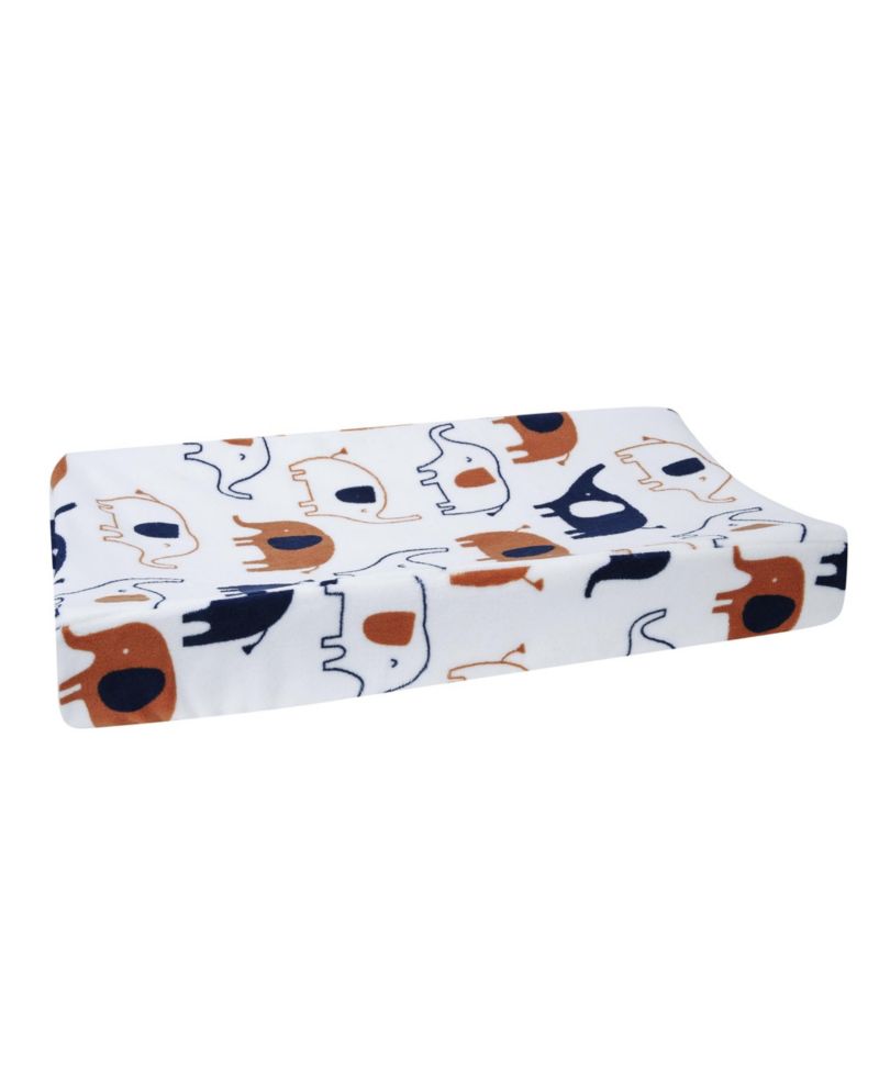 Lambs and Ivy Playful Elephant White/Blue Baby/Infant Changing Pad Cover