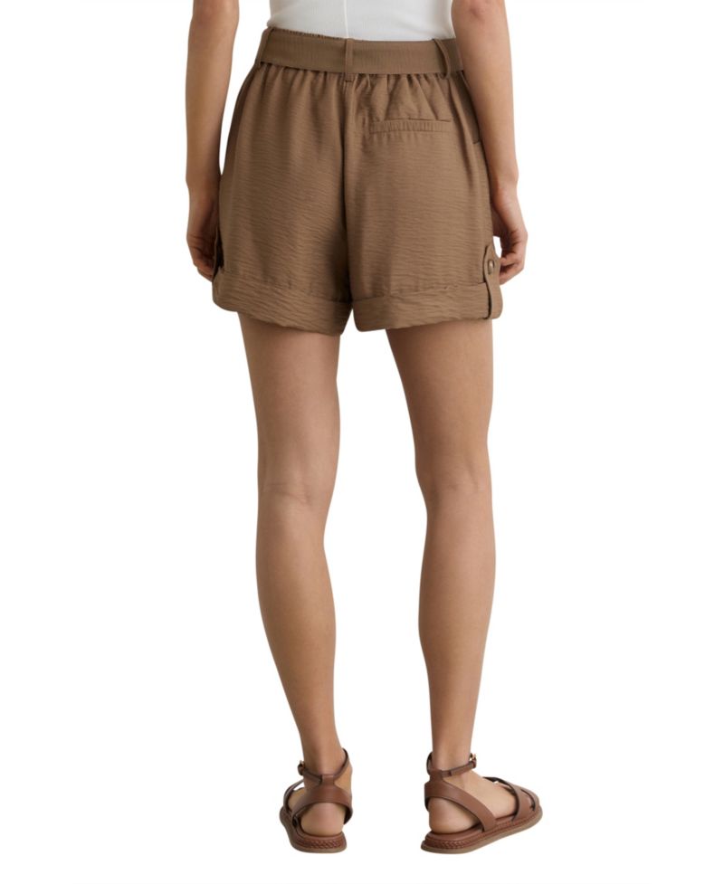 Women's Belted Button-Tab Shorts