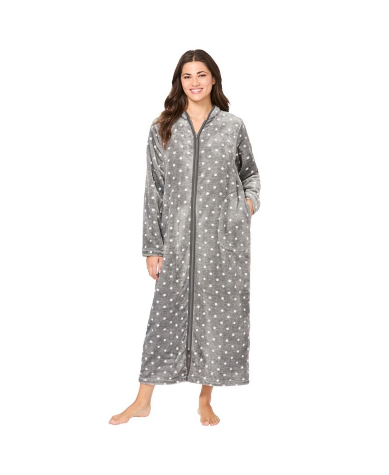 Women's Dreams and Co. Plush Zip-Front Robe
