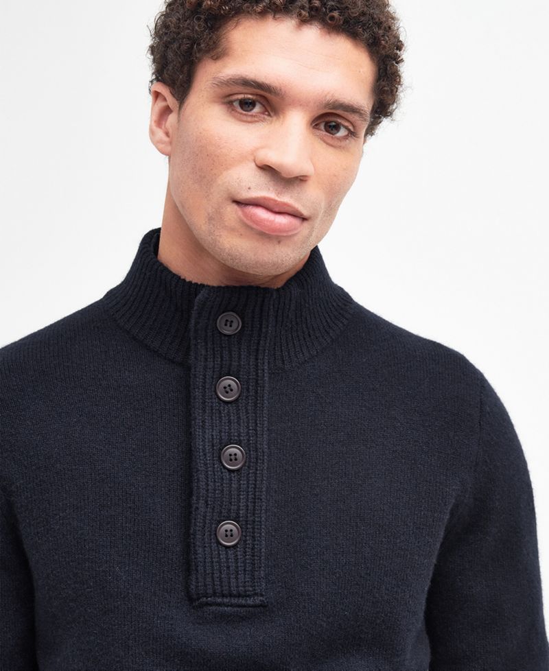 Men's Patch Half Zip Wool Sweater