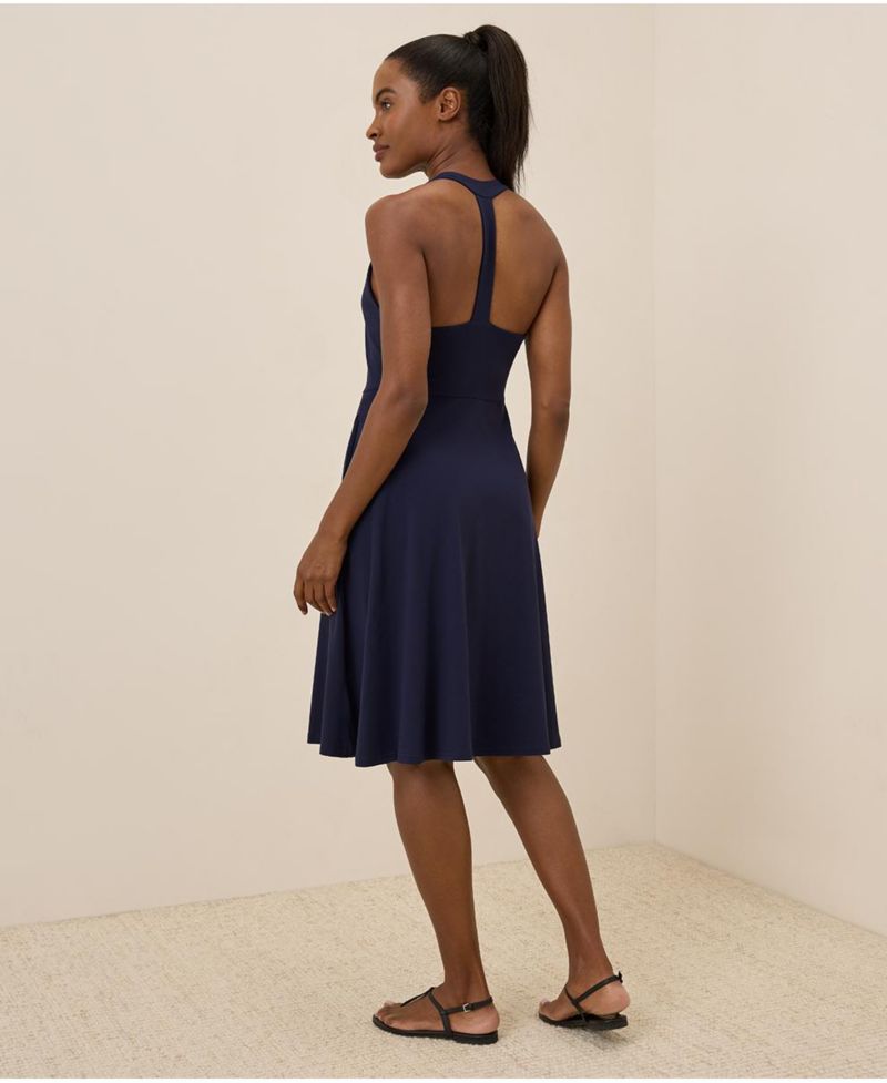 Women's Fit & Flare Gathered Halter Dress