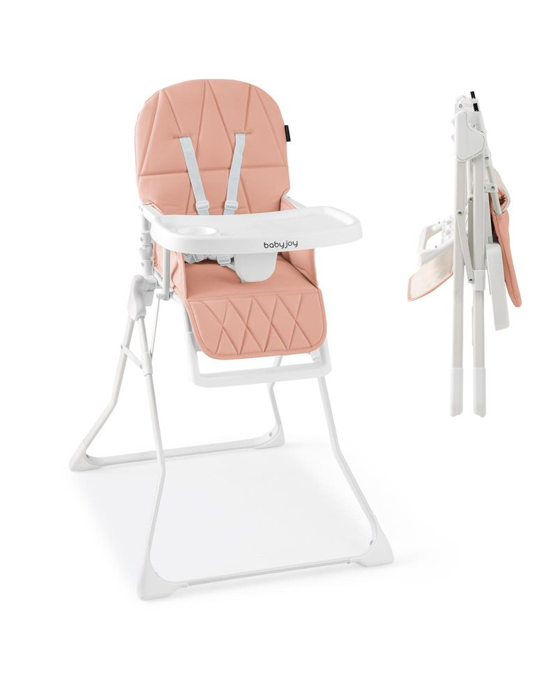 Toddler Foldable High Chair Easy Clean Compact Highchair w/ Removable Adjustable Tray