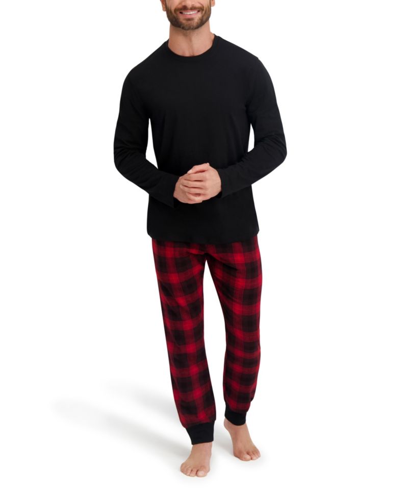 Men's Long Sleeve Crew Flannel Sleep Set