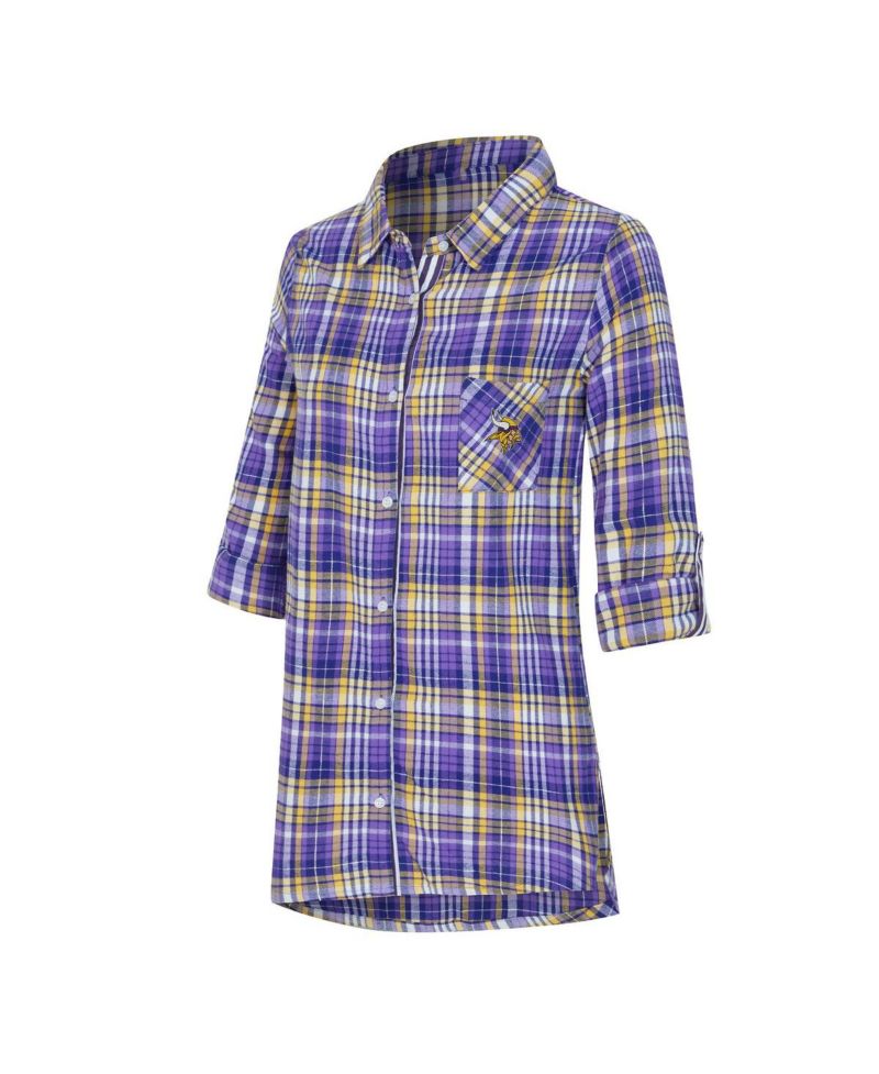Women's Purple Minnesota Vikings Laney Plaid Tri-Blend Nightshirt