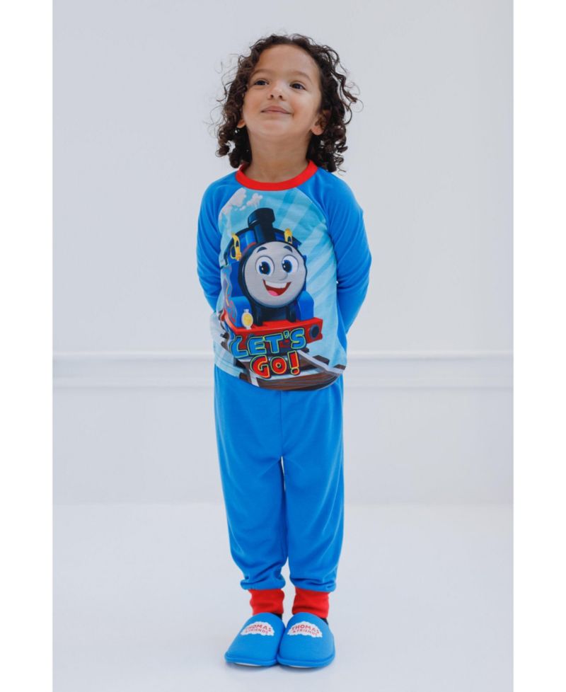 Little Boys Pajama Shirt Pants and Slippers 3 Piece