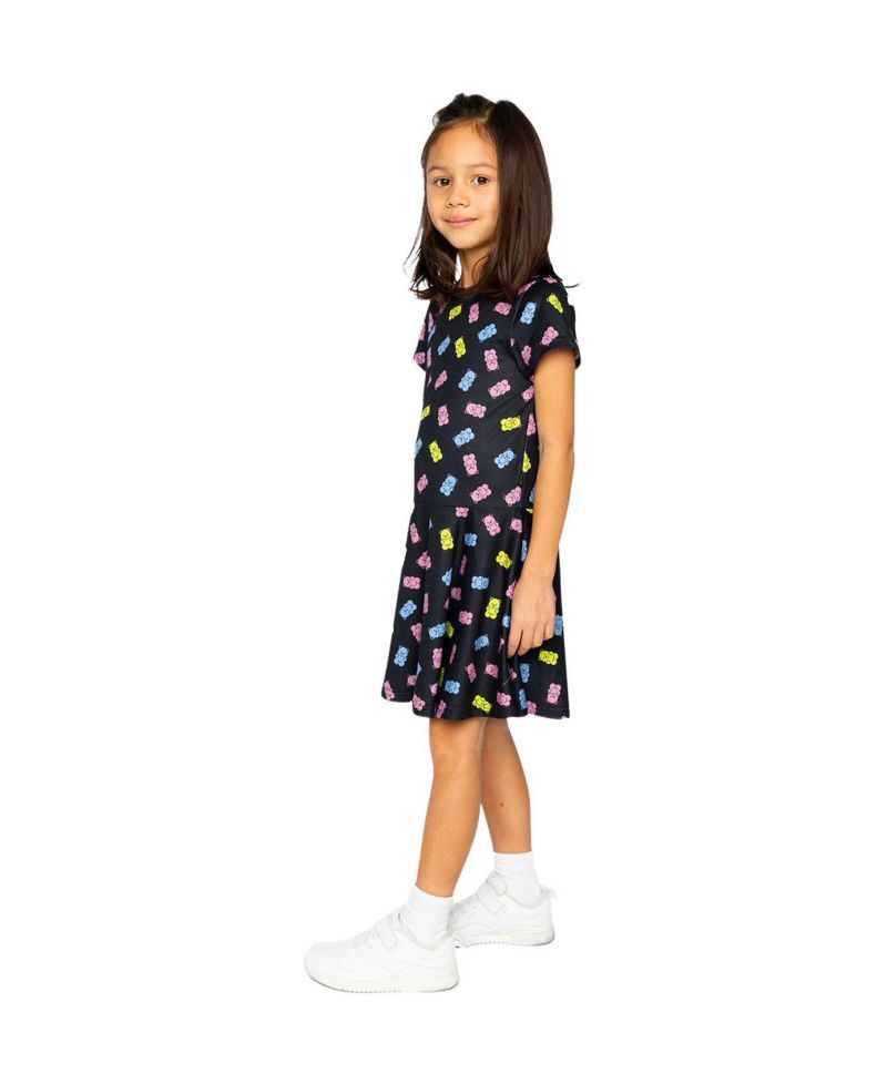 Little and Big Girl Short Sleeve Dress(6-12)Printed Gummy Bears