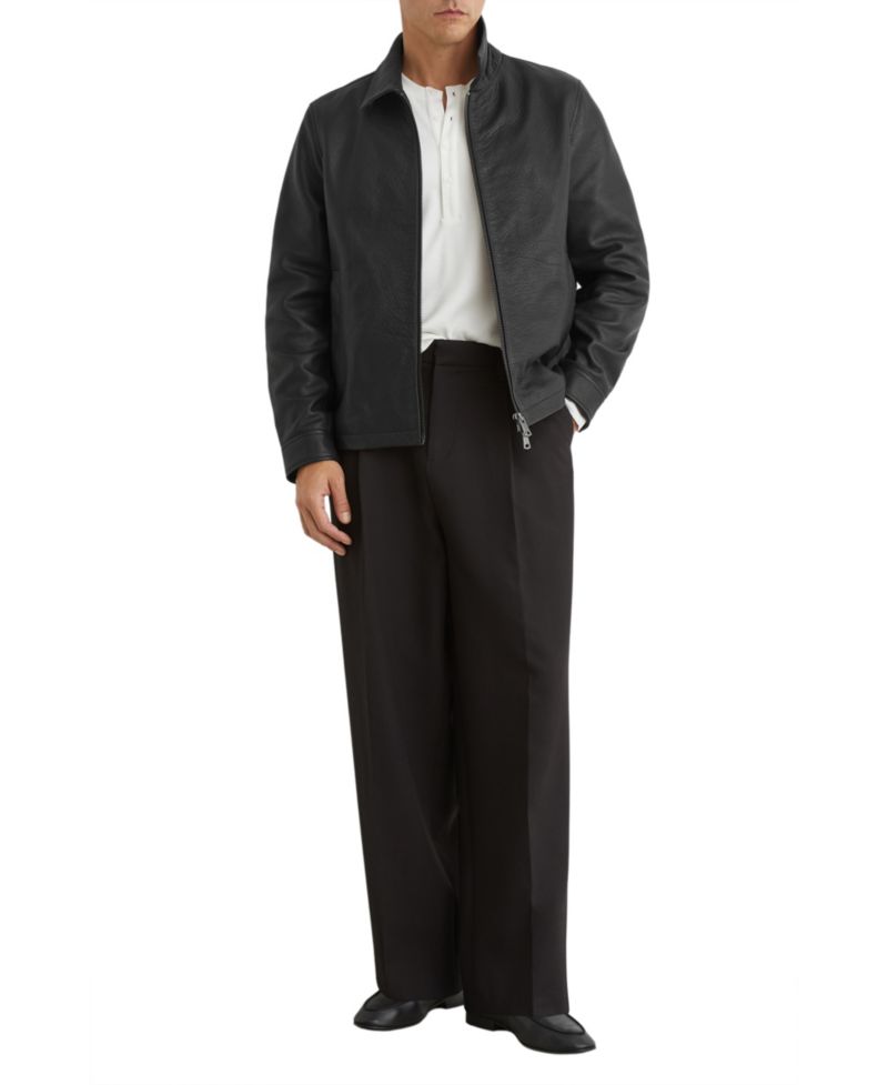 Men's Ortega Regular-Fit Zip-Through Leather Jacket