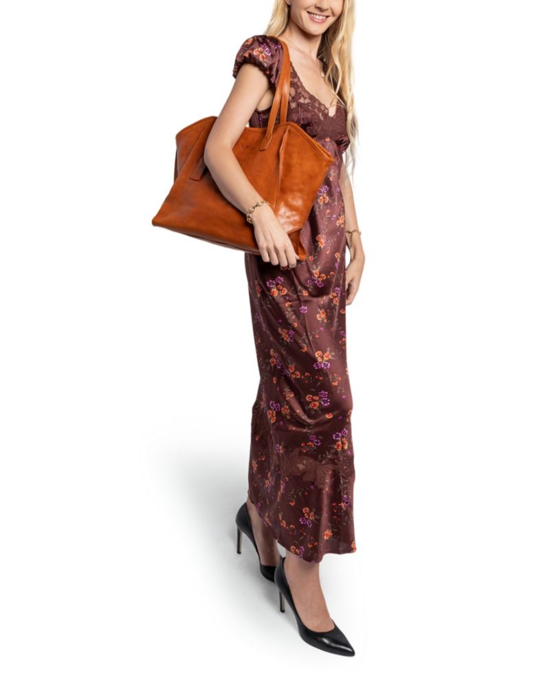 Iris Large Leather Carryall Tote Handbag