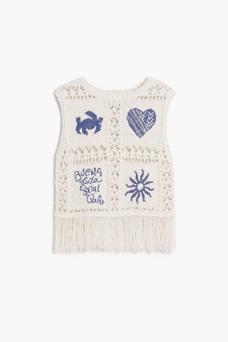 Girls Girls's Crochet sweater with fringes