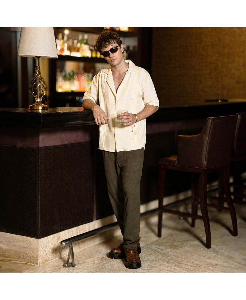 Men's Pleat-Block Oversized Shirt