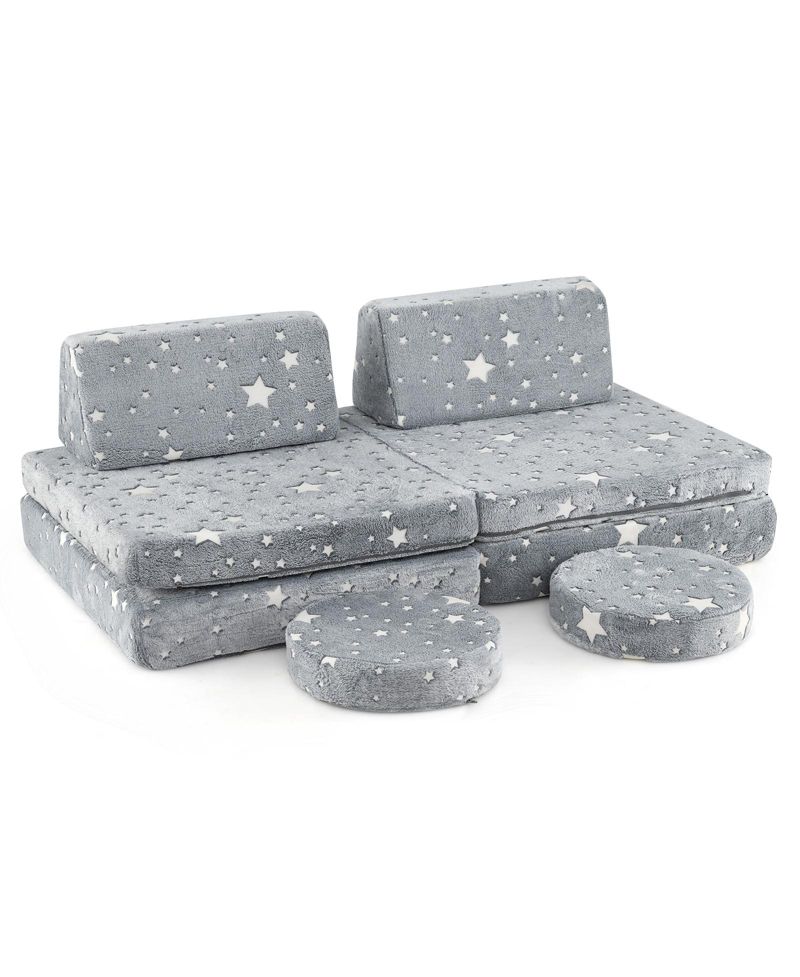 Modular Kids Play Couch Set with Glow-in-the-Dark Pattern and Handles