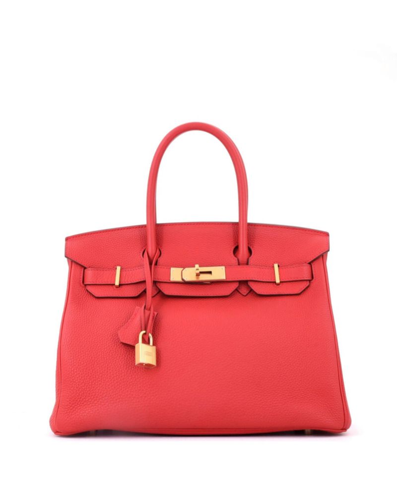 Pre-Owned Hermes Birkin 30 Handbag Red Togo with Gold Hardware