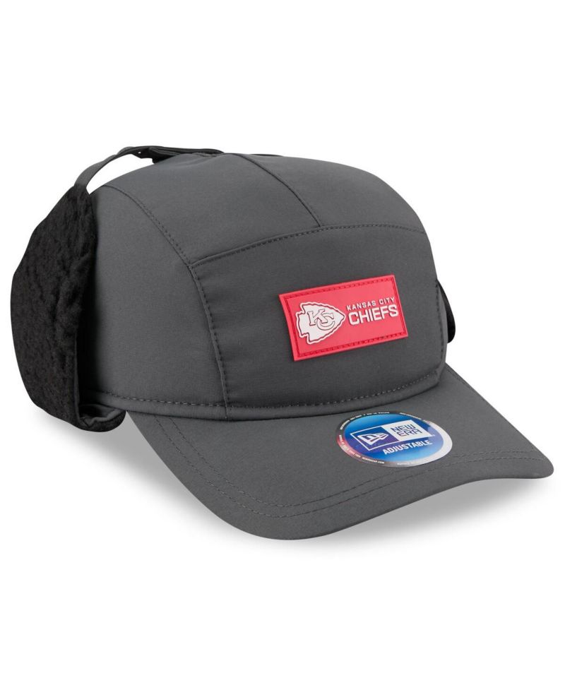 Men's Charcoal Kansas City Chiefs 2025 Sideline Cold Weather Runner Dog Ear Adjustable Hat