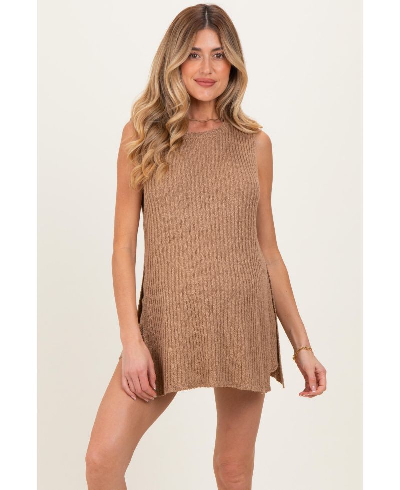 Women's Black Knit Sleeveless Top Shorts Set