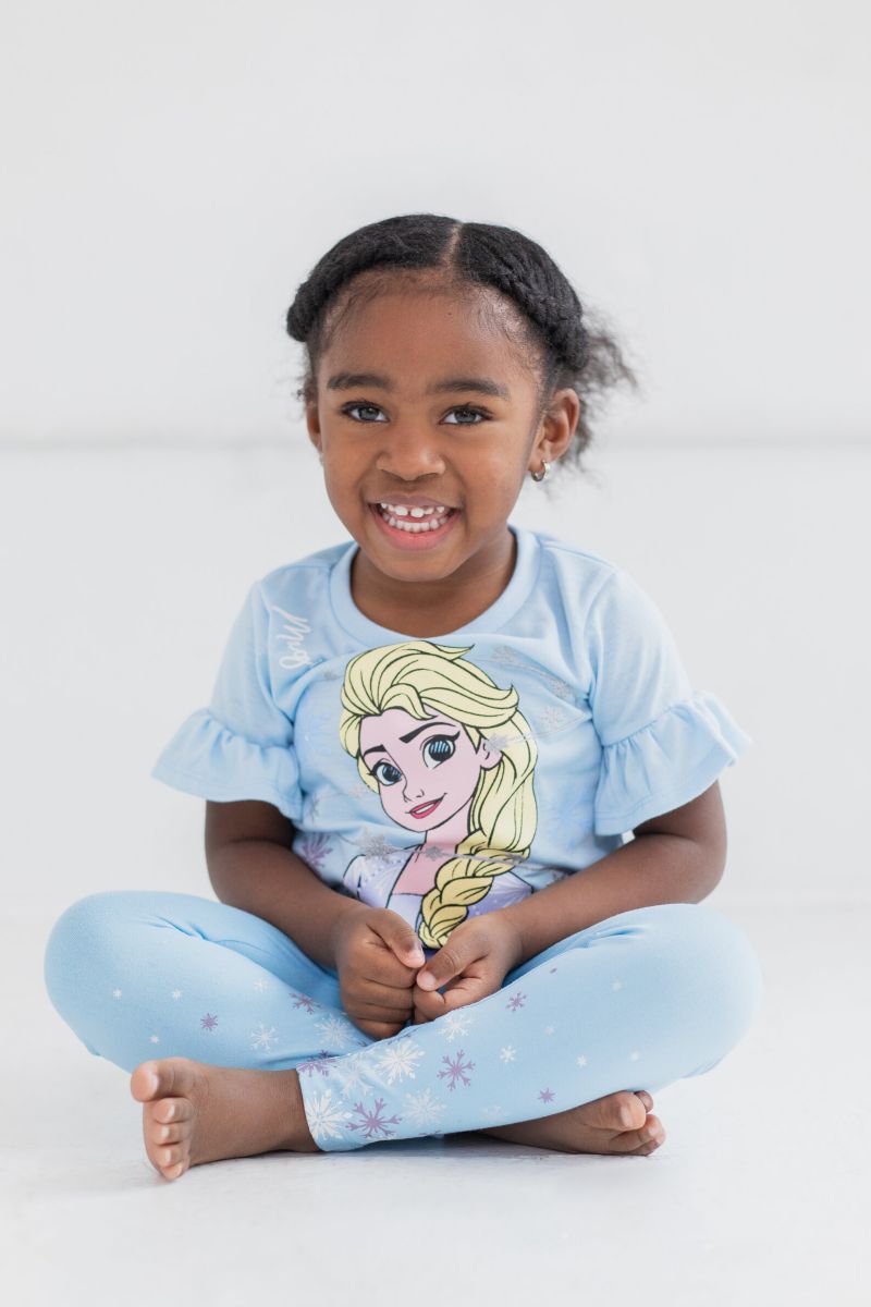 Disney Princess Moana Little Mermaid Floral Girls T-Shirt and Leggings Outfit Set Toddler to Big Kid