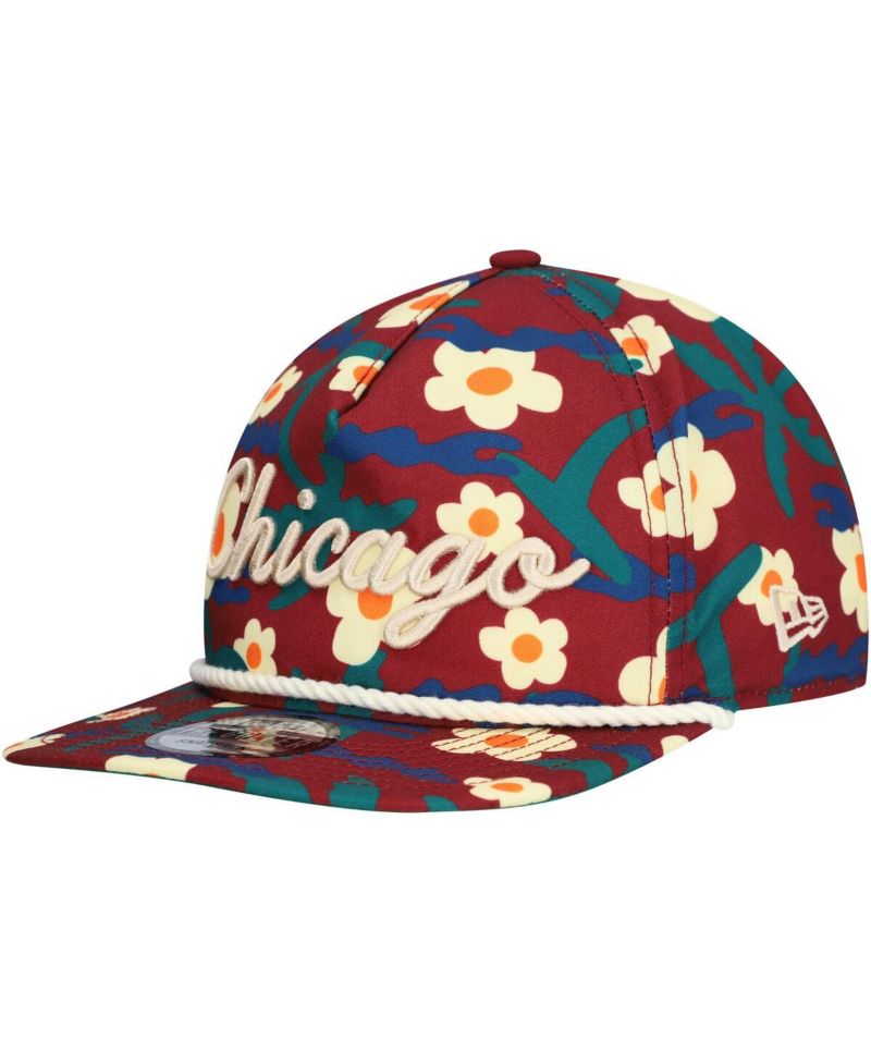 Men's Crimson Chicago Bulls Vacation Floral Golfer Snapback Hat