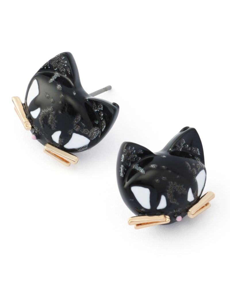 Black Pretty Spooky Cat Stud Earrings